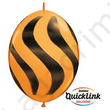 Kép 1/2 - 12 inch-es, 30cm Narancssárga, feketer csíkos Quick Link Lufii, 6 db/csomag