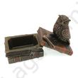 Kép 2/2 - Könyveken ülő bagoly, bronz hatású polyresin szobor, 10x12x8cm