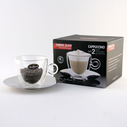 Hőtartó cappuccino csésze, 16,5 cl -, 2x2db-os szett  - Luigi Bormioli - Thermic Glass