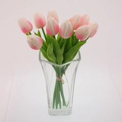 Tulipán szálas művirág, 32cm , halvány rózsaszín