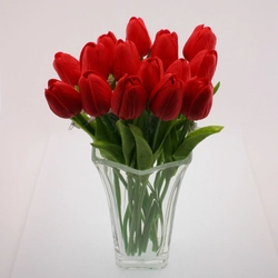 Tulipán szálas művirág, 32cm, piros