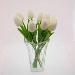 Tulipán szálas művirág, 32cm, fehér