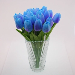 Tulipán szálas művirág, 32cm, kék