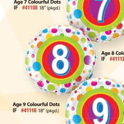 18 inch-es, 46cm 8-as Colorful Dots - Színes Pöttyös Szülinapi Fólia Lufi