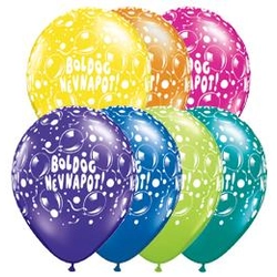 11 inch-es, 28cm Boldog Névnapot Sparkling Balloons Fantasy Lufi, 6 db/csomag