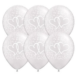 11 inch-es, 28cm Entwined Hearts Pearl White Lufi, 6 db/csomag