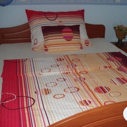 Tünde Gála krepp ágynemű garnitúra, sárga, fehér és rózsaszín, csíkos és karikás, szimpla