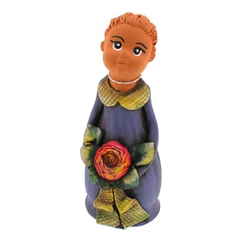 Panka baba, 21cm, virággal, világoskék ruhában