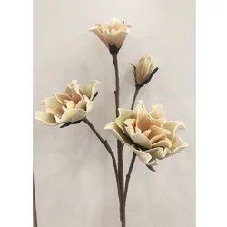 Habvirág, magnólia ág, zöld és barack árnyalatos, 90cm