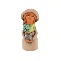 Panka baba, 21cm, natúr ruhában, kutyával