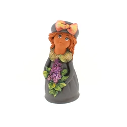 Panka baba, 21cm, szürke ruhában, orgonával