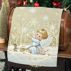 Karácsonyi futó, terítő, angyalka a hóban, 44x140cm Karácsonyi futó, terítő, angyalka a hóban, 44x140cm