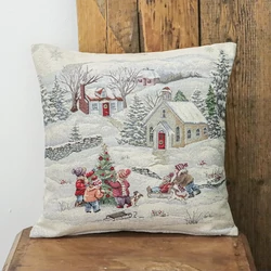 Karácsonyi díszpárna huzat, 45x45cm, Téli történet Karácsonyi díszpárna huzat, 45x45cm, Téli történet