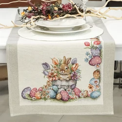 Húsvéti nyuszis, tulipános futó terítő, 44x140cm