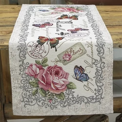 Angolrózsás, pillangós, futó terítő, 44x140cm