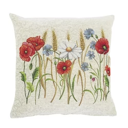 Pipacsos, búzavirágos, díszpárna huzat, 45x45cm