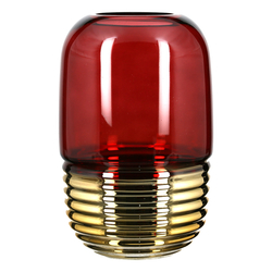 Üveg váza/lámpás -Noble- burgundy/gold, 15x25x15cm - Gilde