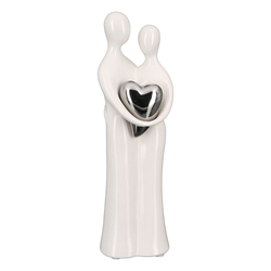 Kerámia szobor, Paar, ezüst szív, 25,5cm