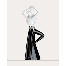 Táncoló pár fehér - fekete - platina szobor -Romance Cintura-, 45,5cm - Gilde