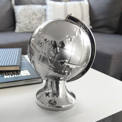 Kerámia szobor -Globe- ezüst , 18x25x17cm - Gilde