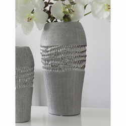 Kerámia váza, ezüst, 16x32,5x12,5cm
