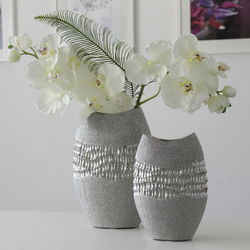 Kerámia váza -Splendor- ezüst, 18x25,5x9cm - Gilde