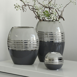Kerámia váza -Greystone- szürke, 19,5x21,5x8,5cm - Gilde