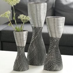 Charleston kerámia váza fekete-ezüst 11x18x53cm  - Gilde