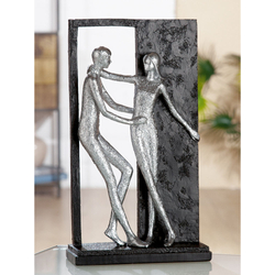 Polyresin szobor, Promises, ezüst és fekete, 15,5x27x6cm