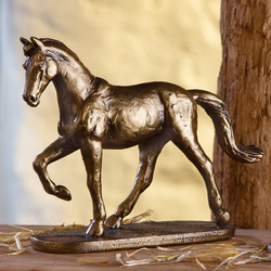 Polyresin szobor, Ló, arany, 28x22x8,5cm
