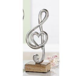 Aluminium szobor, fa talppal -violinkulcs-, 8x22x7cm - Gilde