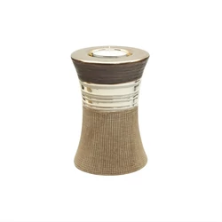 Kerámia gyertyatartó, Bradora, bézs, ezüst és bronzbarna, 8x12,5x8cm