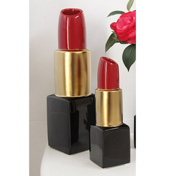 Kerámia váza -Rúzs- arany-fekete-piros, 20cm - Gilde