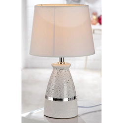 Kerámia lámpa, Algarve, fehér és ezüst, 22x38cm