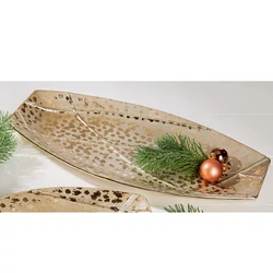 Kerámia dísztál, Onza, arany, 41x19,5cm Kerámia dísztál, Onza, arany, 41x19,5cm