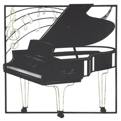 Fém faldekoráció - Zongora, 50x50cm - Gilde