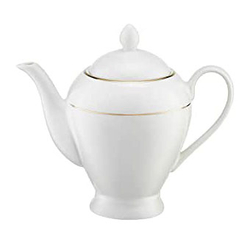 Porcelán teás/kávéskanna -Aura-arany csíkos, fehér, 1100ml - Ambition