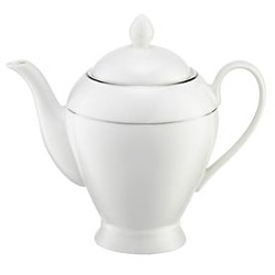 Porcelán teás, kávéskanna, Aura, ezüst csíkos, fehér, 1100ml
