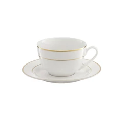 Porcelán teás/kávés készlet -Aura- arany csíkos, fehér, 12 részes, 200ml - Ambition