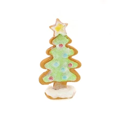 Mézeskalács karácsonyfa, glitteres, zöld, 9cm