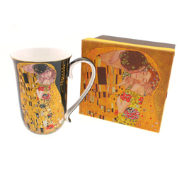 Gustav Klimt bögre, The Kiss, fekete, 400ml dobozos