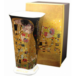 Gustav Klimt váza, The Kiss, Csók, díszdobozos, fekete alapszínnel, 15,5x28x15,5cm