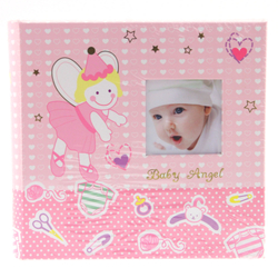 Babás fényképalbum -Baby Angel-, 200kép, 10x15cm, rózsaszín