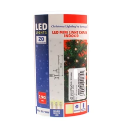 LEDes mini fényfüzér, 20 melegfehér LED, beltéri, 1,9m