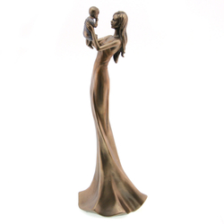 Anya gyermekével, bronz hatású polyresin szobor, 36,5cm