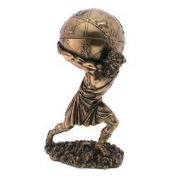 Atlasz isten, bronz hatású polyresin szobor, 18,5x30,5x13,5cm