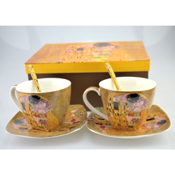 Gustav Klimt teás csésze+alátét, 2db, dobozos