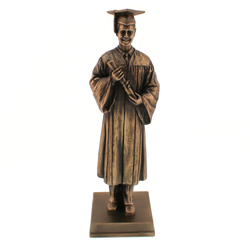Diplomázó fiú, bronz hatású polyresin szobor, 6x20x6cm
