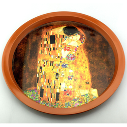 Kerek fém tálca, Klimt The Kiss, 32cm