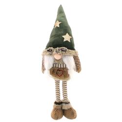 Manó figura, álló, csillagos zöld sapkában, 45cm